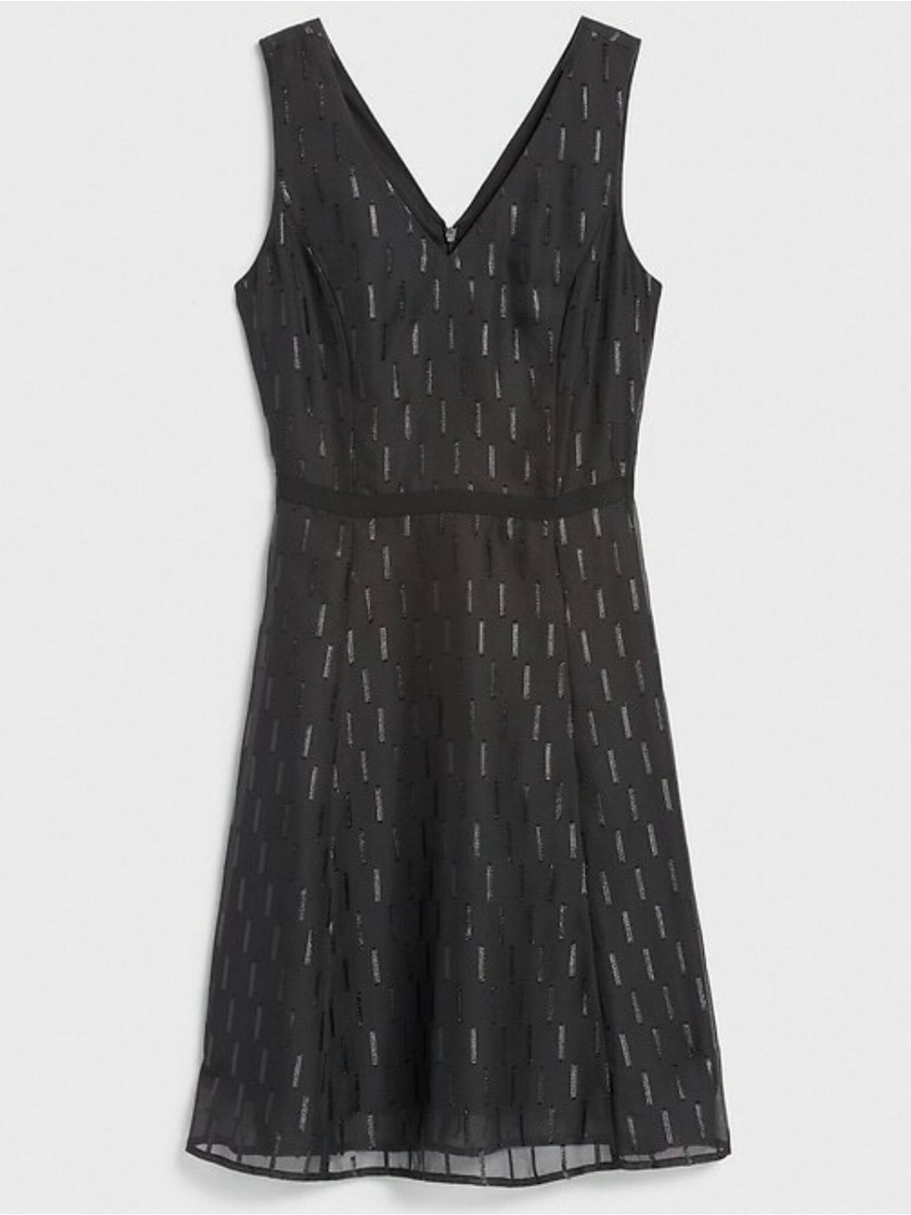 NWT Banana Republic Elegant Metallic Black Chiffon Dress • Size 8 - Picture 3 of 15